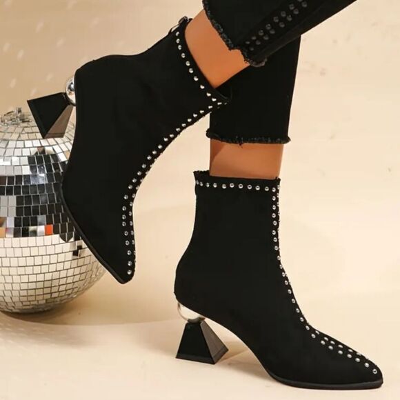 Ladies detailed heel boots sz 8 - Picture 5 of 6